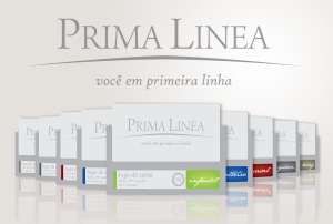 Encarte de embalagens e marca criada pela Dinamic P&P para Prima Linea - Cama Mesa e Banho